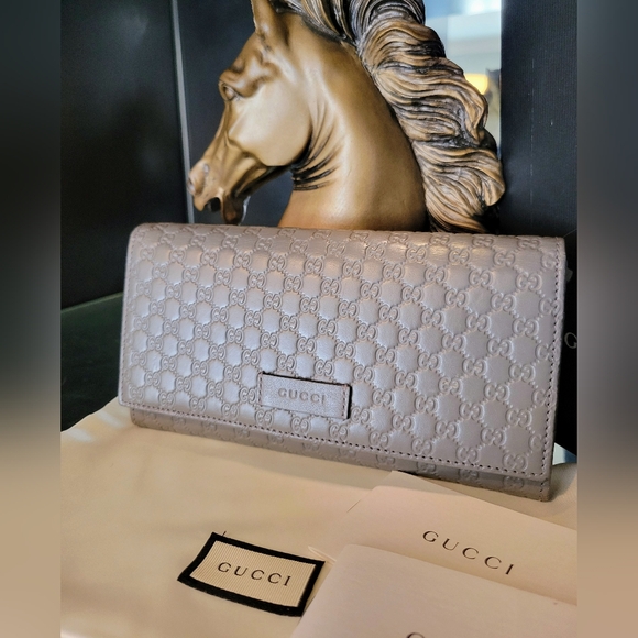 GUCCI Grey Microguccissima Leather Continental Wallet NWOT - Picture 5 of 12